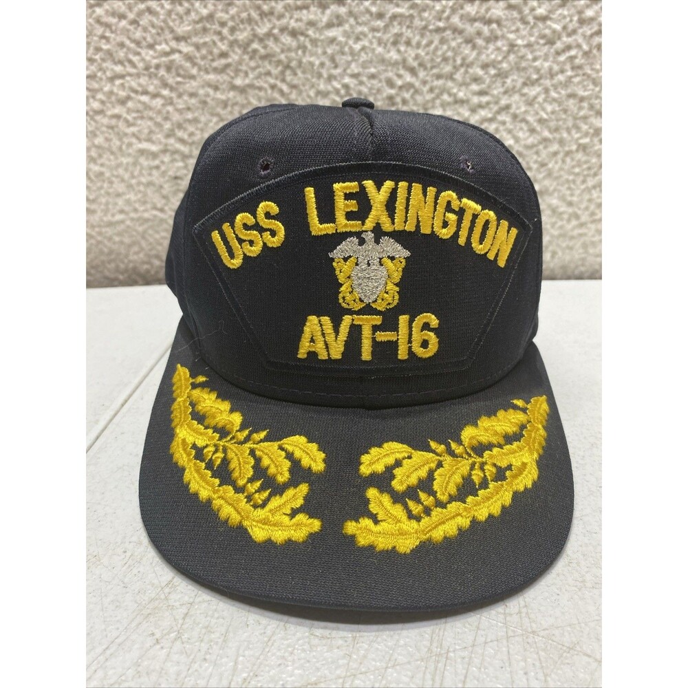 USS Lexington AVT-16 United States Navy Hat Snapback One Size Vintage Dark Blue